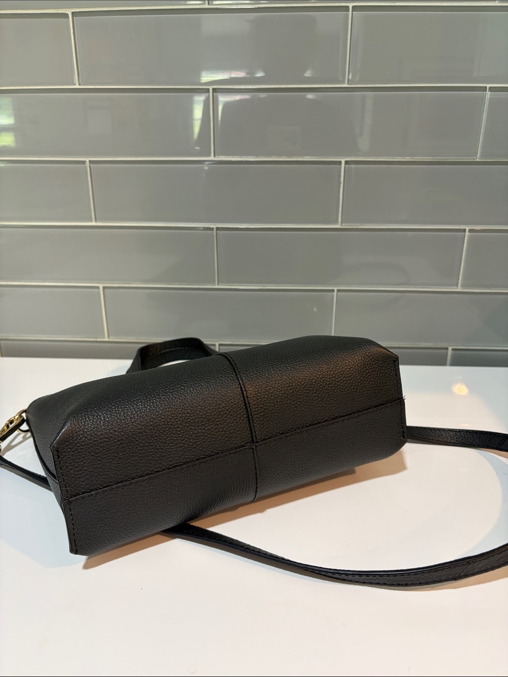 LOFT Black Pebbled Leather Tote with Removable Strap - Picture 4 of 7